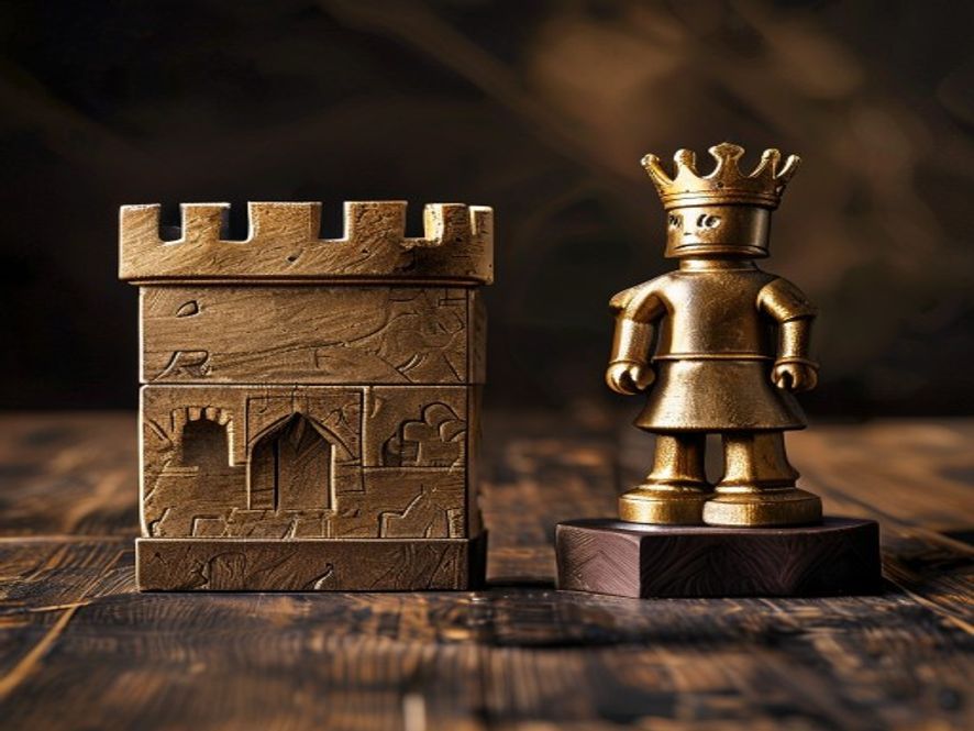 A handcrafted castle and king piece