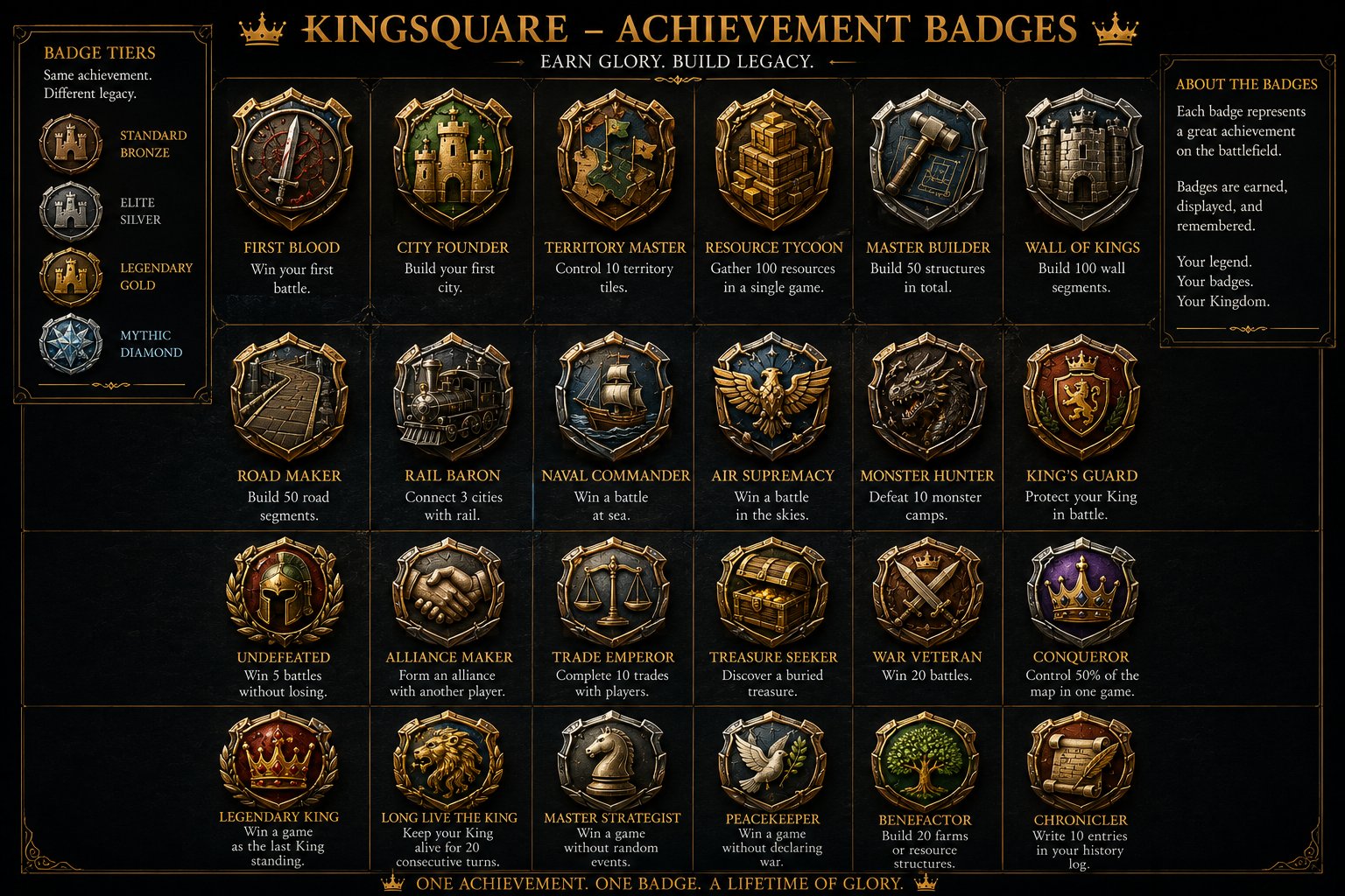 KingSquare official achievement badges